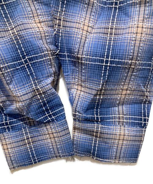 LQUARTET（エルカルテット）LQUARTET (エルカルテット) ORGANIC COTTON SEERUCKER CHECK 50S CRAFTMAN SHIRT ブルー サイズ:Ｌの古着・服飾アイテム