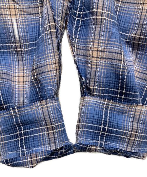 LQUARTET（エルカルテット）LQUARTET (エルカルテット) ORGANIC COTTON SEERUCKER CHECK 50S CRAFTMAN SHIRT ブルー サイズ:Ｌの古着・服飾アイテム