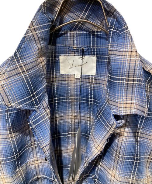 LQUARTET（エルカルテット）LQUARTET (エルカルテット) ORGANIC COTTON SEERUCKER CHECK 50S CRAFTMAN SHIRT ブルー サイズ:Ｌの古着・服飾アイテム