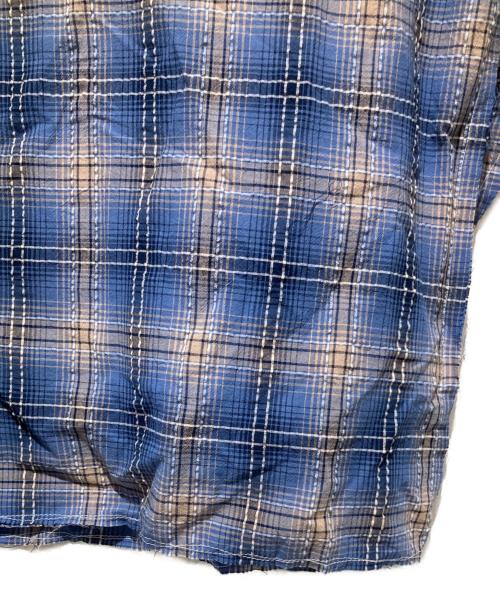 LQUARTET（エルカルテット）LQUARTET (エルカルテット) ORGANIC COTTON SEERUCKER CHECK 50S CRAFTMAN SHIRT ブルー サイズ:Ｌの古着・服飾アイテム
