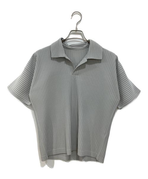HOMME PLISSE ISSEY MIYAKE（オム プリッセ イッセイ ミヤケ）HOMME PLISSE ISSEY MIYAKE (オム プリッセ イッセイ ミヤケ) プリーツポロシャツ グレー サイズ:2の古着・服飾アイテム