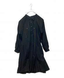French antique（フレンチアンティーク）の古着「Biaude Indigo Linen Smock」｜ブラック