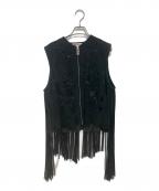 masuエムエーエスユー）の古着「DREAM CUTTING LEATHER VEST」｜ブラック
