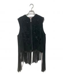 masu（エムエーエスユー）の古着「DREAM CUTTING LEATHER VEST」｜ブラック