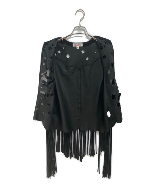 masu（エムエーエスユー）MASU (エムエーエスユー) DREAM CUTTING LEATHER VEST ブラック サイズ:48の古着・服飾アイテム