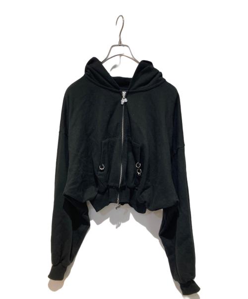 xg（エックスジー）xg (エックスジー) Cropped Zip Hoodie ブラック サイズ:Ｌの古着・服飾アイテム