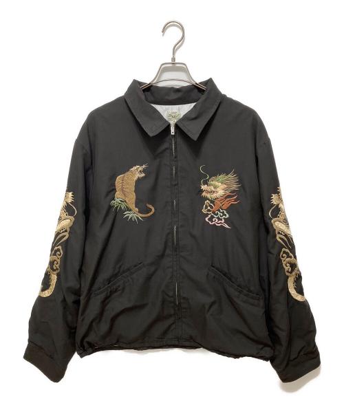 gold（ゴールド）gold (ゴールド) 別注 SOUVENIR JACKET AGED MODEL JAPAN MAP ブラック サイズ:XLの古着・服飾アイテム