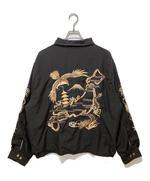 gold（ゴールド）gold (ゴールド) 別注 SOUVENIR JACKET AGED MODEL JAPAN MAP ブラック サイズ:XLの古着・服飾アイテム