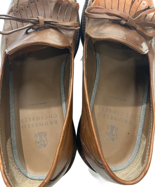 BRUNELLO CUCINELLI（ブルネロクチネリ）BRUNELLO CUCINELLI (ブルネロクチネリ) キルトタッセルローファー ブラウン サイズ:42の古着・服飾アイテム