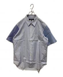 COMME des GARCONS HOMME DEUX（コムデギャルソン オム ドゥ）の古着「ストライプ切替半袖シャツ」｜ブルー
