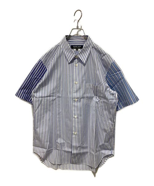 COMME des GARCONS HOMME DEUX（コムデギャルソン オム ドゥ）COMME des GARCONS HOMME DEUX (コムデギャルソン オム ドゥ) ストライプ切替半袖シャツ ブルー サイズ:Mの古着・服飾アイテム