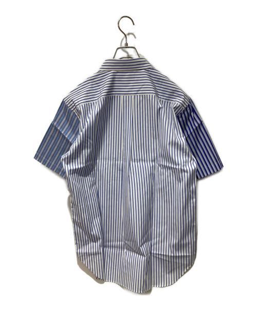 COMME des GARCONS HOMME DEUX（コムデギャルソン オム ドゥ）COMME des GARCONS HOMME DEUX (コムデギャルソン オム ドゥ) ストライプ切替半袖シャツ ブルー サイズ:Mの古着・服飾アイテム