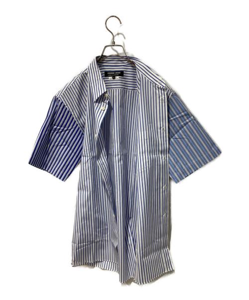 COMME des GARCONS HOMME DEUX（コムデギャルソン オム ドゥ）COMME des GARCONS HOMME DEUX (コムデギャルソン オム ドゥ) ストライプ切替半袖シャツ ブルー サイズ:Mの古着・服飾アイテム