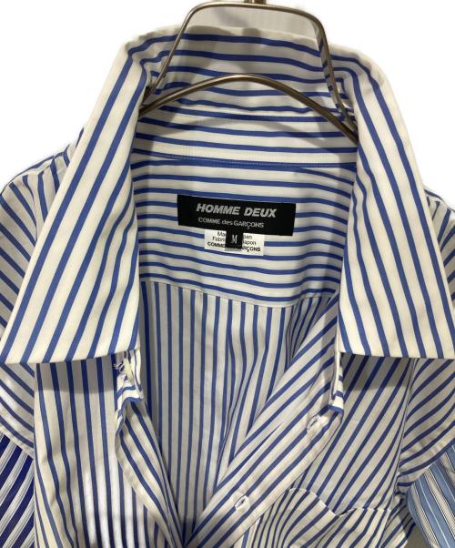 COMME des GARCONS HOMME DEUX（コムデギャルソン オム ドゥ）COMME des GARCONS HOMME DEUX (コムデギャルソン オム ドゥ) ストライプ切替半袖シャツ ブルー サイズ:Mの古着・服飾アイテム