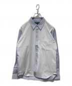 COMME des GARCONS HOMME DEUXコムデギャルソン オム ドゥ）の古着「メッシュ切替ストライプシャツ」｜ブルー