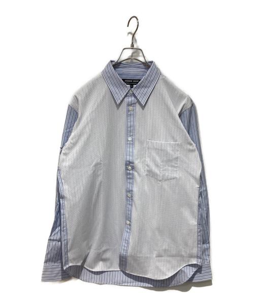 COMME des GARCONS HOMME DEUX（コムデギャルソン オム ドゥ）COMME des GARCONS HOMME DEUX (コムデギャルソン オム ドゥ) メッシュ切替ストライプシャツ ブルー サイズ:Mの古着・服飾アイテム
