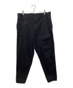 BLACK Scandal Yohji Yamamotoブラックスキャンダルヨウジヤマモト）の古着「BLACK DENIM NO TUCK WORK PANTS 12OZ」｜ブラック