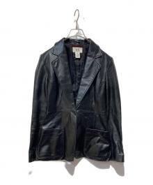 ARMANI EXCHANGE（アルマーニ エクスチェンジ）の古着「レザーテーラードジャケット」｜ブラック