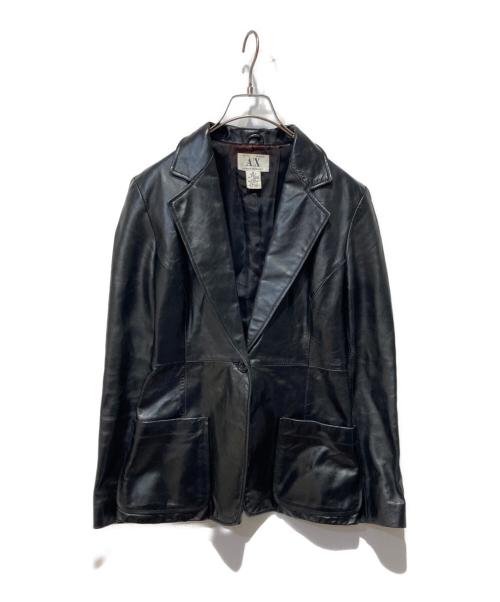ARMANI EXCHANGE（アルマーニ エクスチェンジ）ARMANI EXCHANGE (アルマーニ エクスチェンジ) レザーテーラードジャケット ブラック サイズ:2の古着・服飾アイテム