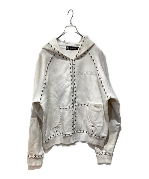 a good bad influence（アグッドバッドインフルエンス）a good bad influence (アグッドバッドインフルエンス) ORIGINAL STUDSED HOODIE ホワイト サイズ:Ｌの古着・服飾アイテム