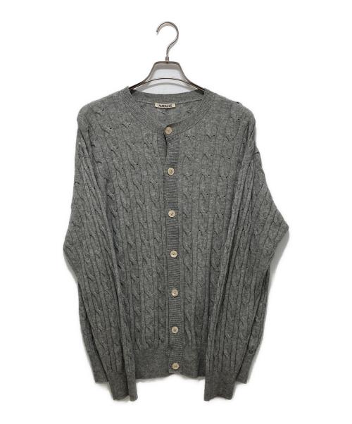 AURALEE（オーラリー）AURALEE (オーラリー) SUPER FINE CASHMERE SILK CABLE KNIT CARDIGAN グレー サイズ:５の古着・服飾アイテム