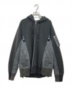 sacaiサカイ）の古着「Nylon Twill x Sponge Sweat Hoodie」｜グレー