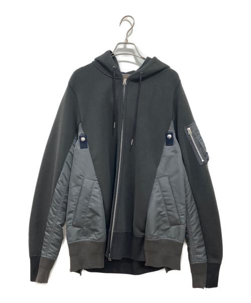 sacai（サカイ）sacai (サカイ) Nylon Twill x Sponge Sweat Hoodie グレー サイズ:3の古着・服飾アイテム
