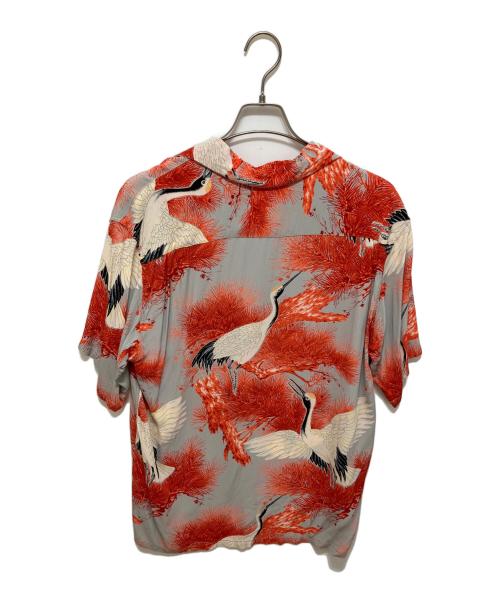 Sun Surf（サンサーフ）Sun Surf (サンサーフ) 鶴&松柄 レーヨン アロハシャツ レッド サイズ:SIZE Mの古着・服飾アイテム