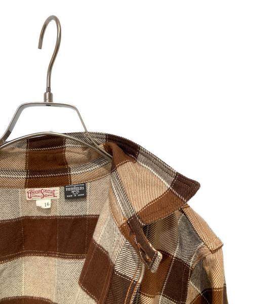 freewheelers（フリーホイーラーズ）FREEWHEELERS (フリーホイーラーズ) チェックシャツ ブラウン サイズ:16の古着・服飾アイテム