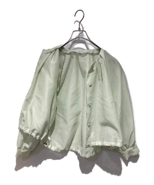 ANAYI（アナイ）ANAYI (アナイ) ハードオーガンジーノーカラーブルゾン グリーン サイズ:36の古着・服飾アイテム