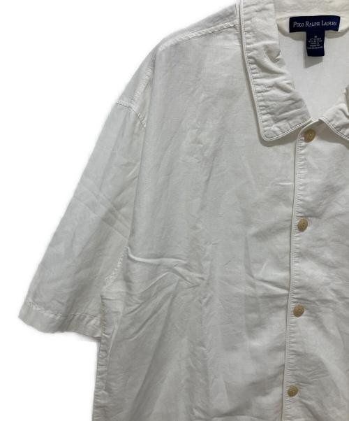 POLO RALPH LAUREN（ポロ・ラルフローレン）POLO RALPH LAUREN (ポロ・ラルフローレン) 丸襟コットンリネンシャツ ホワイト サイズ:Mの古着・服飾アイテム