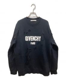 GIVENCHY（ジバンシィ）の古着「ダメージ加工ロゴプリントスウェット」｜ブラック