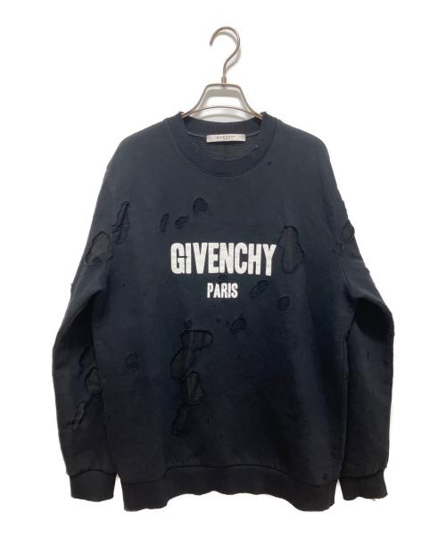 GIVENCHY（ジバンシィ）GIVENCHY (ジバンシィ) ダメージ加工ロゴプリントスウェット ブラック サイズ:Sの古着・服飾アイテム