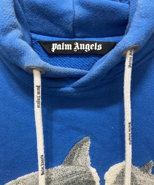 Palm Angels（パーム エンジェルス）Palm Angels (パーム エンジェルス) シャークロゴ刺繍プルオーバーパーカー ブルー サイズ:Lの古着・服飾アイテム