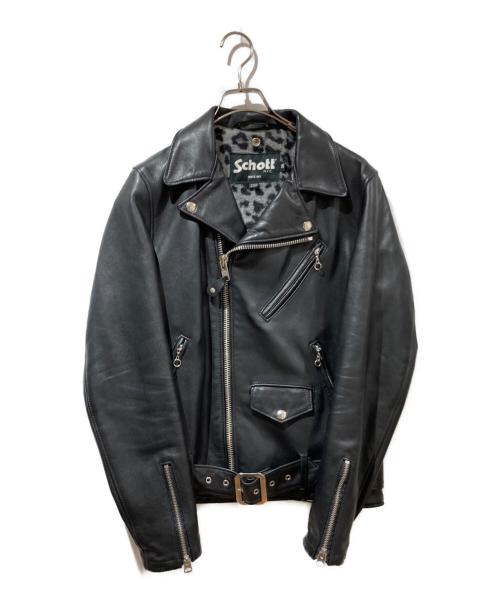 Schott（ショット）Schott (ショット) 203UST LEOPARD DOUBLE RIDERS ブラック サイズ:36の古着・服飾アイテム