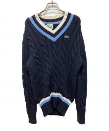 LACOSTE（ラコステ）の古着「Vネックテニスセーター」｜ネイビー