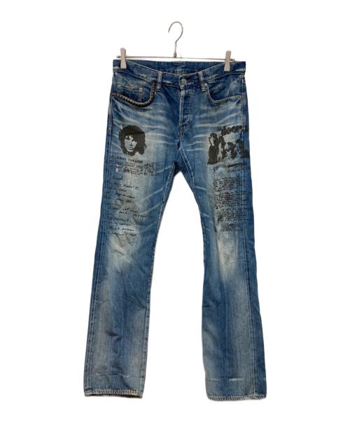 Hysteric Glamour（ヒステリックグラマー）Hysteric Glamour (ヒステリックグラマー) USED加工プリントデニムパンツ インディゴ サイズ:W30の古着・服飾アイテム