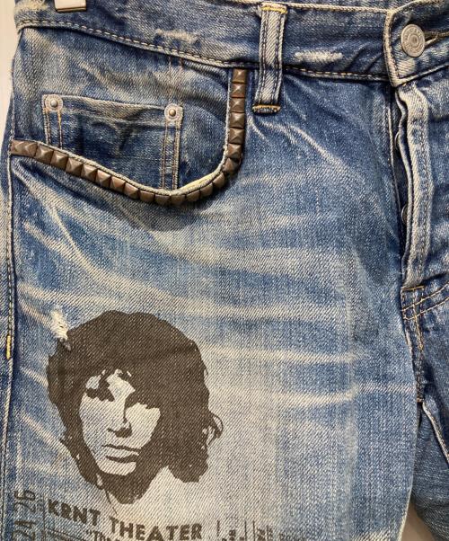 Hysteric Glamour（ヒステリックグラマー）Hysteric Glamour (ヒステリックグラマー) USED加工プリントデニムパンツ インディゴ サイズ:W30の古着・服飾アイテム
