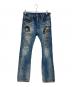 Hysteric Glamour（ヒステリックグラマー）の古着「USED加工プリントデニムパンツ」｜インディゴ