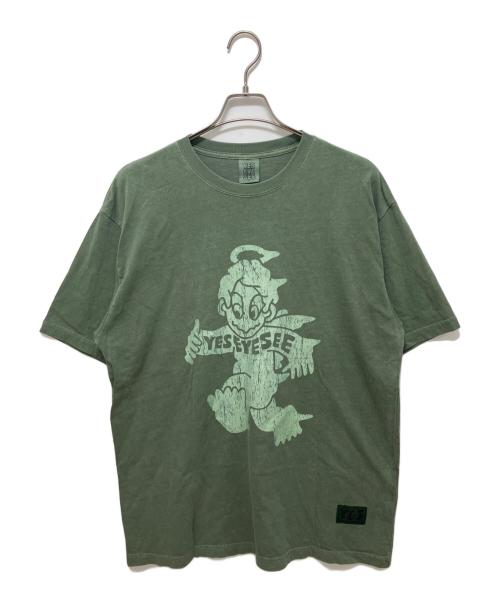 YESEYESEE（イエスアイシー）YESEYESEE (イエスアイシー) Tappei (タッペイ) 半袖Tシャツ グリーン サイズ:Lの古着・服飾アイテム