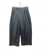 Ballsy.Brothersボールジーブラザーズ）の古着「Ballsy Painter Faux Leather Baggy Pants」｜ブラック