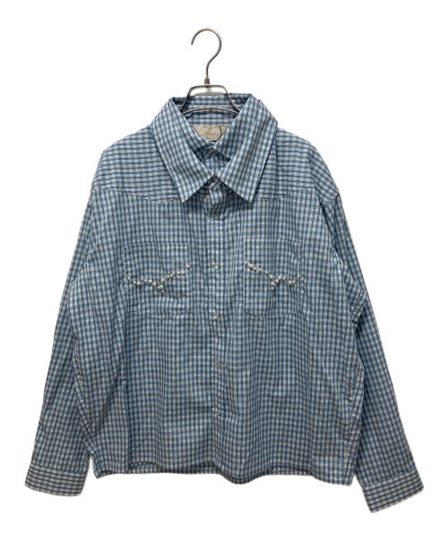 Abuku（アブク）Abuku (アブク) Double Layered Pearl Shirt ブルー サイズ:M 未使用品の古着・服飾アイテム