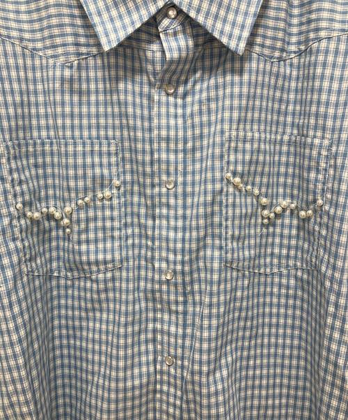 Abuku（アブク）Abuku (アブク) Double Layered Pearl Shirt ブルー サイズ:M 未使用品の古着・服飾アイテム