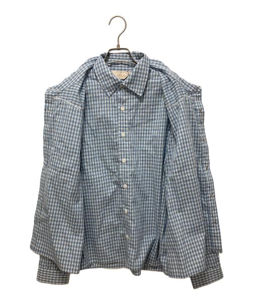Abuku（アブク）Abuku (アブク) Double Layered Pearl Shirt ブルー サイズ:M 未使用品の古着・服飾アイテム