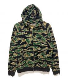 A BATHING APE（アベイシングエイプ）の古着「タイガーカモダブルジップパーカー」｜グリーン