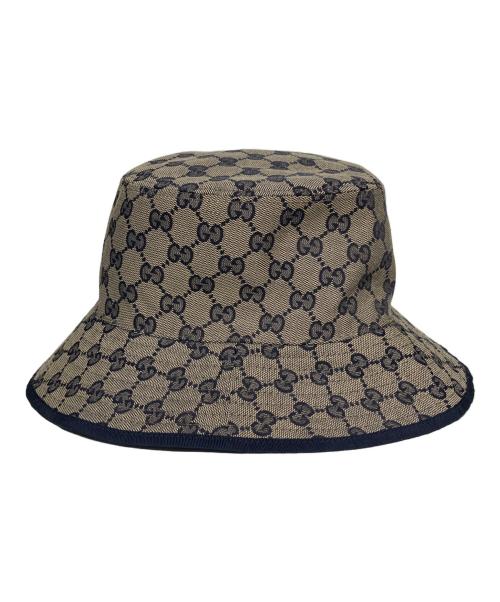 GUCCI（グッチ）GUCCI (グッチ) GGキャンバス＆スティラップ ハット ベージュ×ネイビーの古着・服飾アイテム