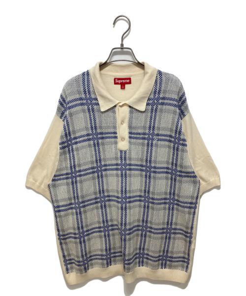SUPREME（シュプリーム）SUPREME (シュプリーム) Plaid Knit S/S Polo ホワイト サイズ:Lの古着・服飾アイテム