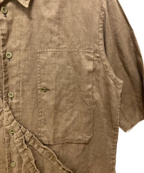 YOHJI YAMAMOTO（ヨウジヤマモト）YOHJI YAMAMOTO (ヨウジヤマモト) デザインリネンシャツ カーキ サイズ:2の古着・服飾アイテム