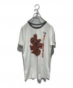 Champion×HARLEY-DAVIDSONチャンピオン×ハーレーダビッドソン）の古着「クラシックロゴリンガーTシャツ」｜ホワイト