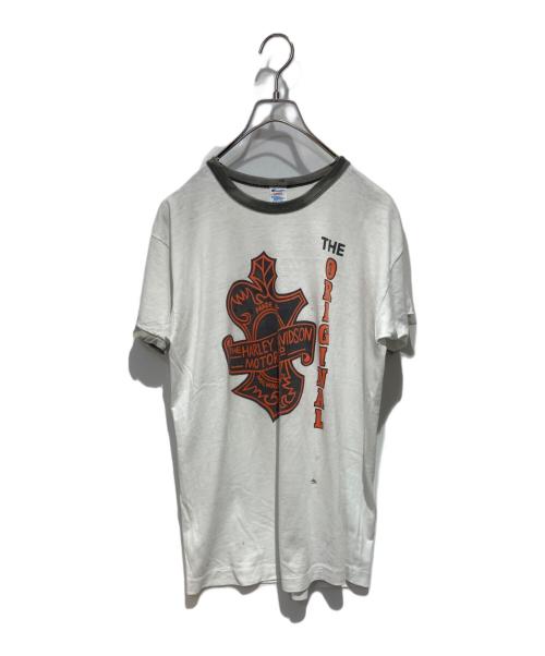 Champion（チャンピオン）Champion (チャンピオン) HARLEY-DAVIDSON (ハーレーダビッドソン) クラシックロゴリンガーTシャツ ホワイト サイズ:Ｌの古着・服飾アイテム
